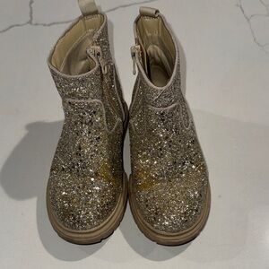 Girls Cat and Jack Gold Glitter Zip Up Boots 10